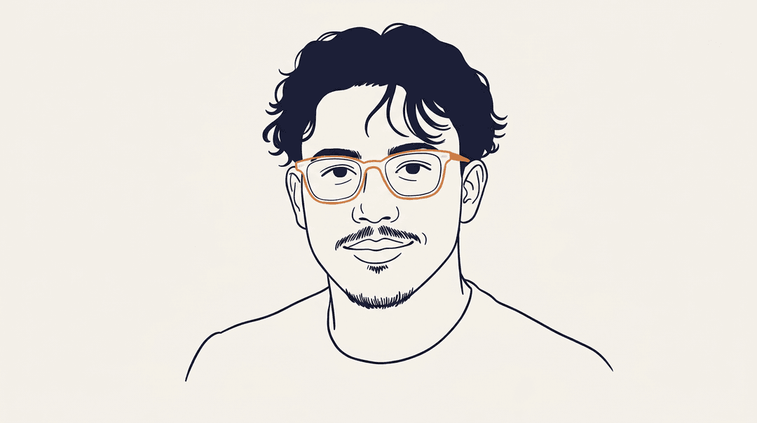Ink-line illustration of Saurav KC